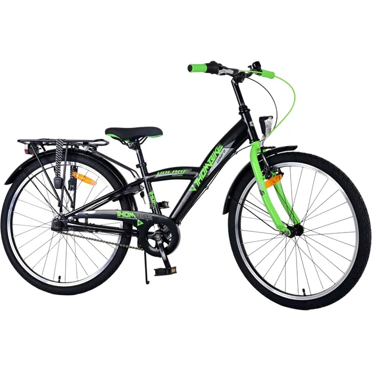 Volare Kinderfahrrad Thombike für Jungen 24 Zoll in Grün Schwarz, mit Shimano 3-Gang Schaltung