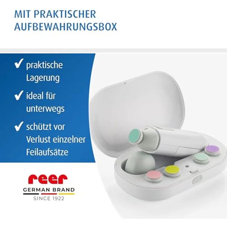 Reer BabyCare elektrische Nagelfeile | Sanft zu Fingernägeln | Nagelpflegeset für Babys und Kleinkinder – Bild 5