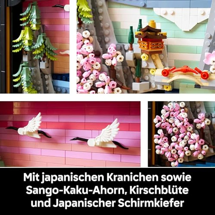 LEGO Art Japanische Kirschblütenlandschaft 31218, DIY Bauset für Erwachsene mit 3D Wandkunst im Rahmen, inklusive Fuji-Berg, Sakura, Wasserfall und Teehaus – Bild 4