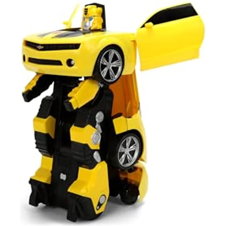 Jada Transformers RC Converting Bumblebee, ferngesteuertes Auto mit Umwandlungsmechanismus, 2-Kanal-Fernsteuerung und Lichteffekten, 28 cm hoch – Bild 4