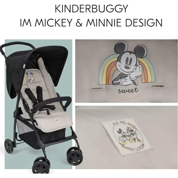 hauck Buggy Sport Disney Mickey & Minnie Black, federleichter Reisebuggy 5,9 kg mit Liegefunktion, zusammenklappbar, Einkaufskorb bis 3 kg, für Kinder ab Geburt bis 15 kg – Bild 3