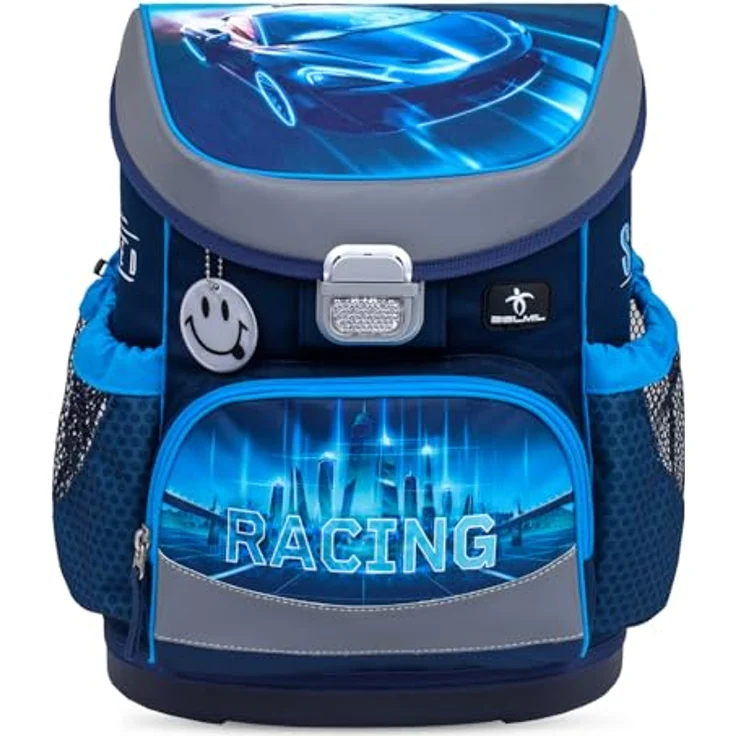 Belmil Mini-Fit Schulranzen Set 4 -teilig (405-33/AG/S) (Racing Blue Neon 2) - Leichter Schulranzen für Erstklässler, ergonomisch und wasserdicht – Bild 4