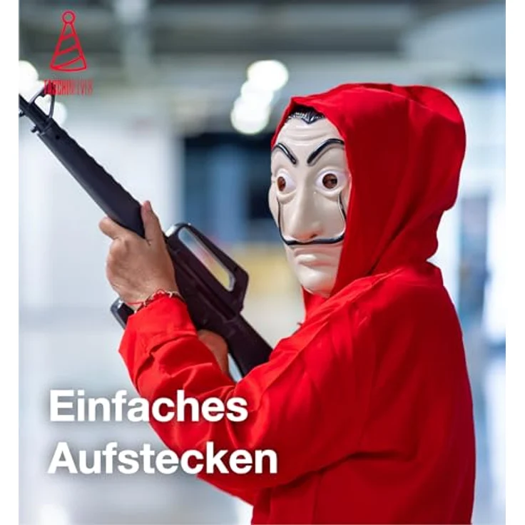 FASCHINFEVER Haus des Geldes Maske - Kostümmaske Einheitsgröße Salvador Dali für Erwachsene - Fasching Karneval Halloween – Bild 2