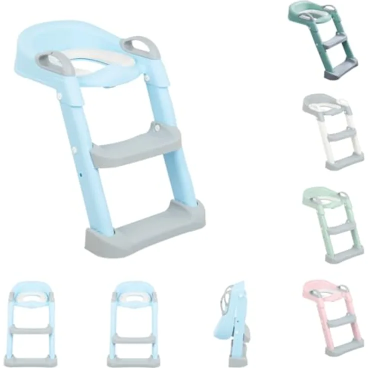 Kikkaboo Toilettenaufsatz Lea, Leiter, Toilettensitz, Griffe, Stufen verstellbar, Farbe:hellblau