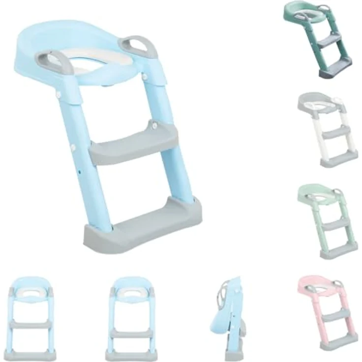 Kikkaboo Toilettenaufsatz Lea, Leiter, Toilettensitz, Griffe, Stufen verstellbar, Farbe:hellblau – Bild 1
