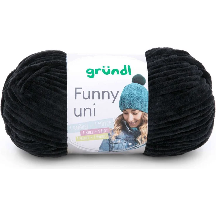 Gründl Funny Chenille Wolle uni einfarbig zum Stricken Häkeln, 120,00 m (Kuschelwolle, pflegeleicht), weiß