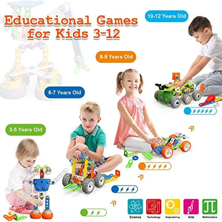 MOONTOY Konstruktionsspielzeug Geschenke für Kinder, STEM Gebäude Kit Bausteine Spielzeug für Jungen und Mädchen Baukasten Pädagogische Lernspielzeug ab 4,5,6,7,8,9,10 Jahre Bauset 11 Modelle - Preisvergleich – Bild 3
