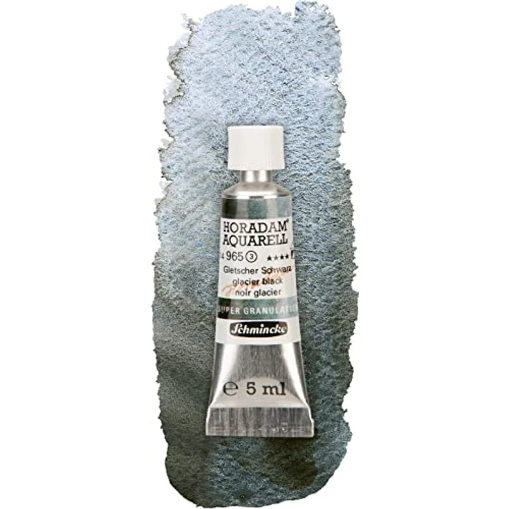 Schmincke HORADAM® AQUARELL Super Granulation Trio Gletscher, 5 ml Tuben, sehr stark granulierende Farbtöne: Gletscher Türkis, Gletscher Grün, Gletscher Schwarz – Bild 4
