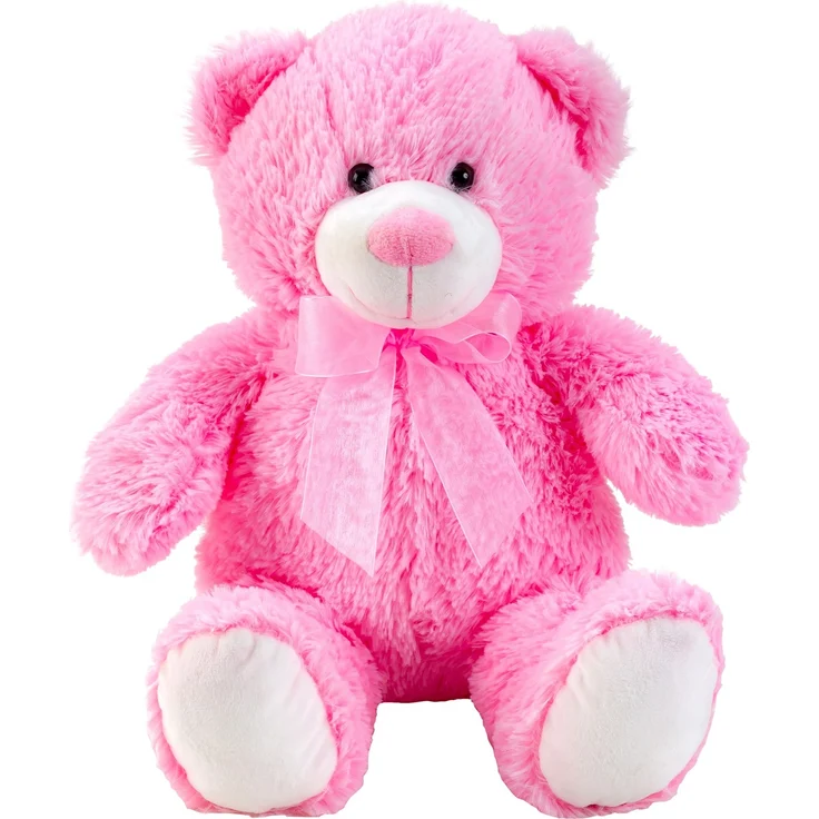 Geschenkestadl Teddybär Rosa mit Schleife, 50 cm Kuscheltier aus 100 % Polyester, ideal zum Kuscheln und Verschenken