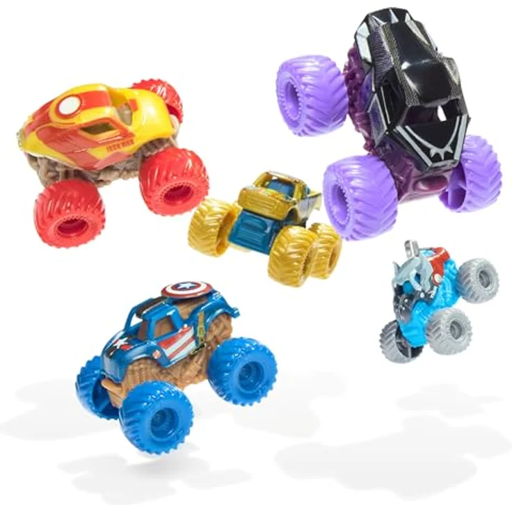 Monster Jam, Marvel Mini-5er-Pack mit Mystery-Sammel-Monster-Truck, Maßstab 1:87, Spielzeug für Jungen und Mädchen ab 3 Jahren – Bild 4