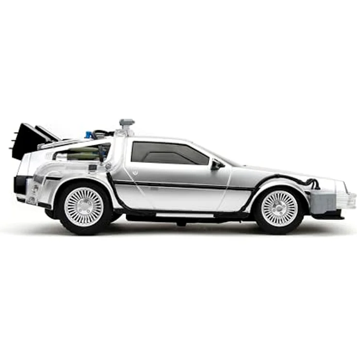 Jada Toys Zurück in die Zukunft RC Auto (28 cm) - ferngesteuertes Filmauto mit Licht & Turbo bis 10 km/h, mit USB-Ladefunktion, für Erwachsene & Kinder ab 6 Jahre, Schwarz – Bild 4