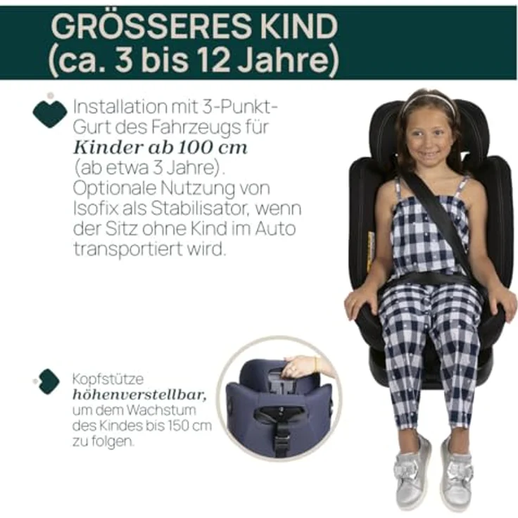 Chicco Autokindersitz UNICO EVO I-SIZE, verstellbarer Autositz für Kinder von 0 Monaten bis 12 Jahren, schwarz – Bild 9