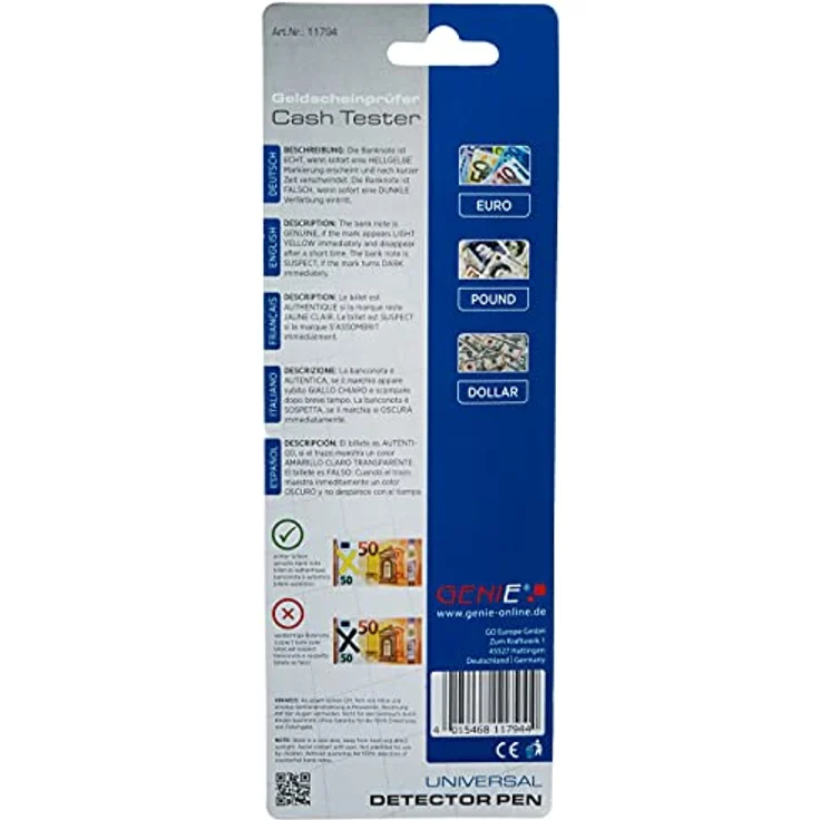 GENIE Quicktester Geldscheinprüfstift (unkomplizierter Schutz vor Falschgeld), 1 Stück – Bild 2