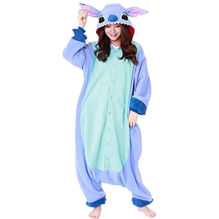 SAZAC Stitch Onesie (Lilo & Stitch Disney) Kigurumi Einteiler Onesie Kostüm Jumpsuit | One Size Fits All (155 – 180 cm) | Gemütlicher Einteiler in lebendigen Farben – Bild 3