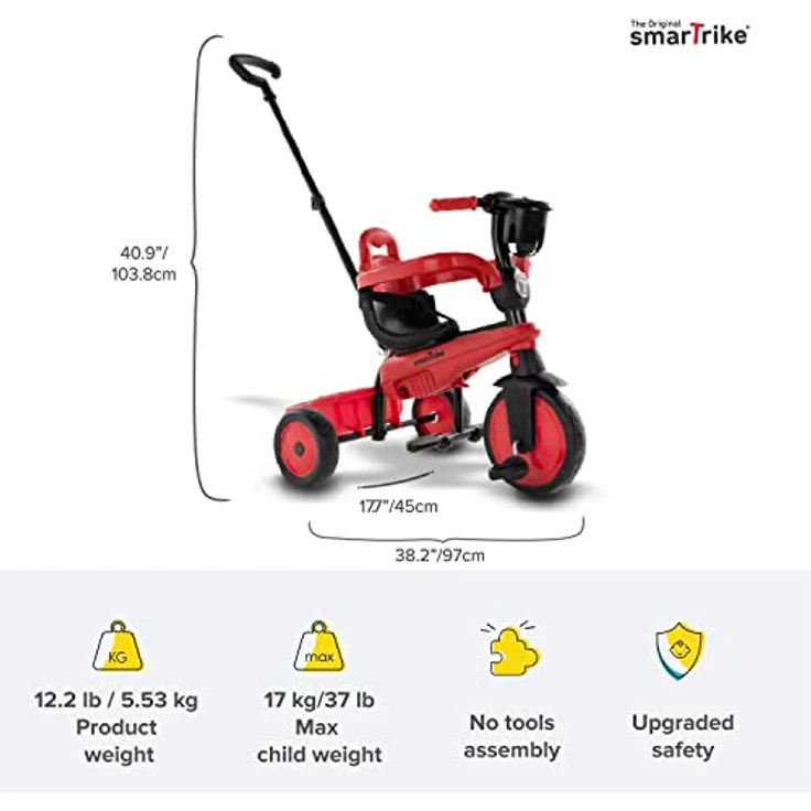 smarTrike Breeze S 6050500 3 in 1 Multifunktionales Dreirad, Anpassbares Dreirad in Rot für Kinder von 15-36 Monaten – Bild 4