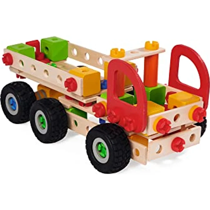 Eichhorn - Constructor LKWs, 4 Modellvarianten: LKW, Pickup, Kipper, Lieferwagen, 135-tlg., 100% FSC zertifiziertes Buchenholz, Klimaneutral, ab 5 Jahren – Bild 4