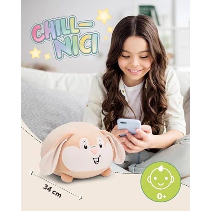 Nici Chill-NICI Hase, Kuscheltier aus hochwertigem Stretch-Plüsch, 30x34cm, hellbraun mit cremefarbenem Gesicht – Bild 2