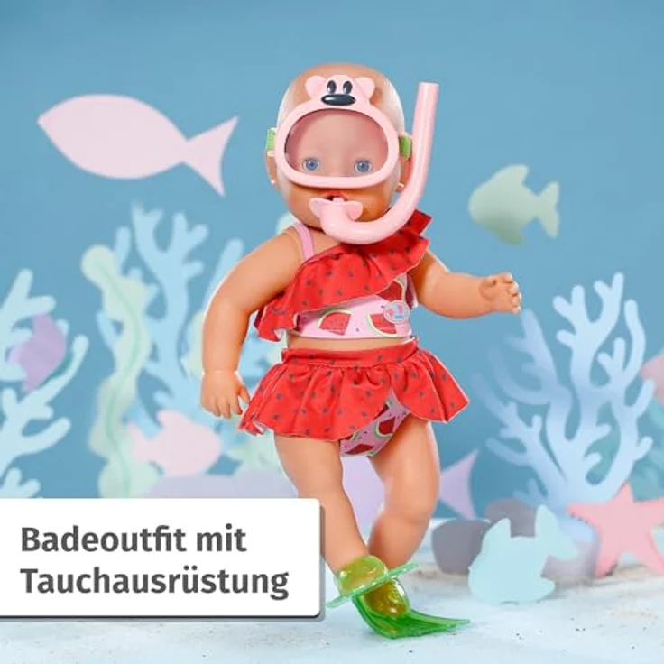 Baby Born Puppenkleidung Tauchspaß, 43 cm - Bikini, Taucherbrille und Schwimmflossen, blau – Bild 2