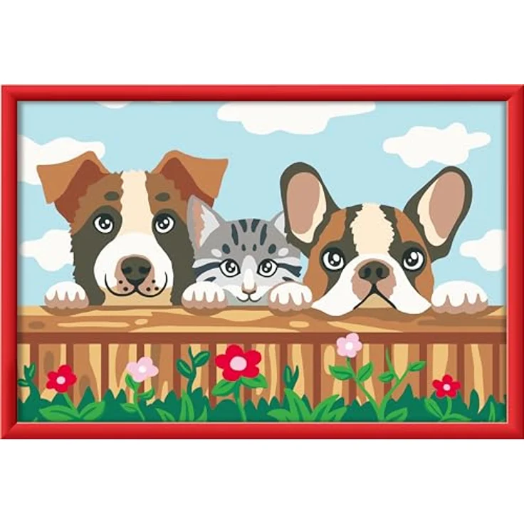 Ravensburger Malen nach Zahlen CreArt, Hunde und Katze, mit 20 Acrylfarben, Made in Europe – Bild 1