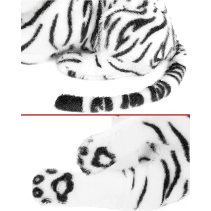 BRUBAKER Tiger Kuscheltier - 25 cm Plüsch Stofftier - Baby Plüschtier Liegend - Weiße Kleine Raubkatze - Kinder Spielzeug – Bild 4