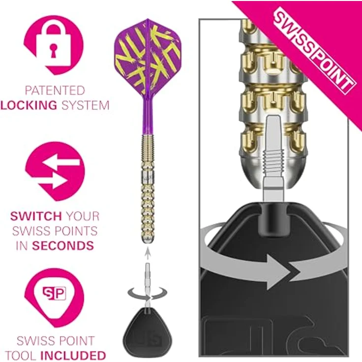 Target Darts Luke Littler Gen 1 Prodigy Steeldarts, 90% Tungsten, 24G, Gold, mit K-Flex Flights und Shafts – Bild 4