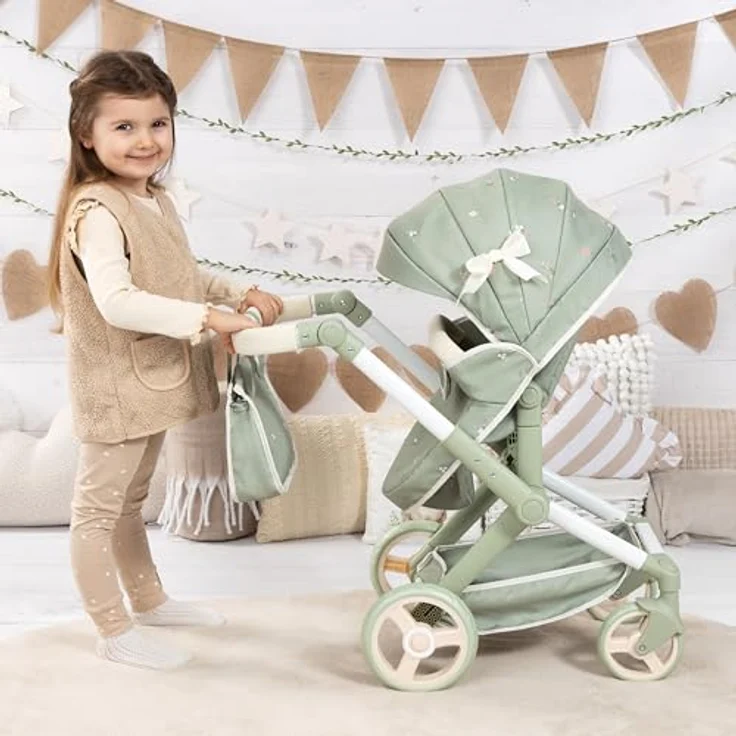 Bayer Design Puppenwagen Xeo, höhenverstellbar und wandelbar, mit Tasche und schwenkbaren Vorderrädern, für Puppen bis 46 cm – Bild 5