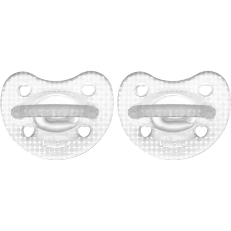Chicco PhysioForma Luxe Schnuller, Silikonschnuller für 2-6 Monate, weich und sanft, unterstützt physiologische Atmung und richtige Mundentwicklung, 2 Stück, Transparent – Bild 1