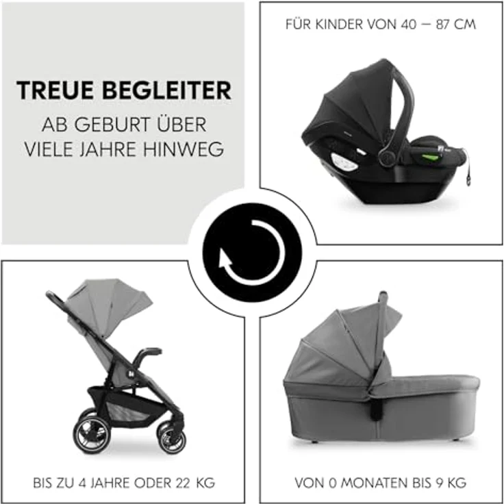 Hauck Kinder-Buggy Shop N Care Trio Set, 3-in-1 Buggy-Set mit Babyschale und Babywanne, schwarz – Bild 4