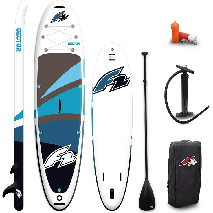F2 SUP-Board F2 SUP Stand Up Paddle Board Sector 10'5'' Blau 2024, Robustes 6'' Dropstitch-Material, Ideales Board für Anfänger und Fortgeschrittene
