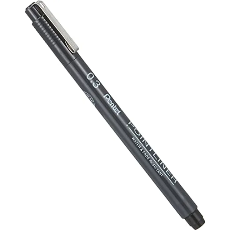 Pentel Pointliner S20P-3A, Fineliner, schwarz, wasserfest und lichtecht, 0,3 mm, 1 Stück (1er Pack)
