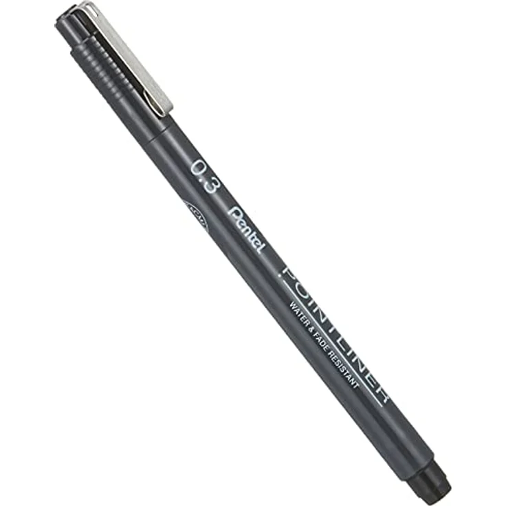 Pentel Pointliner S20P-3A, Fineliner, schwarz, wasserfest und lichtecht, 0,3 mm, 1 Stück (1er Pack) – Bild 1