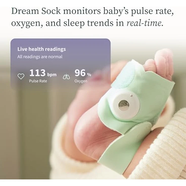 OWLET Dream Sock Pulsoximeter - Medizinisch geprüft, Liveübertragung, Echtzeit-Messwerte, Säuglinge & Babys – Bild 2