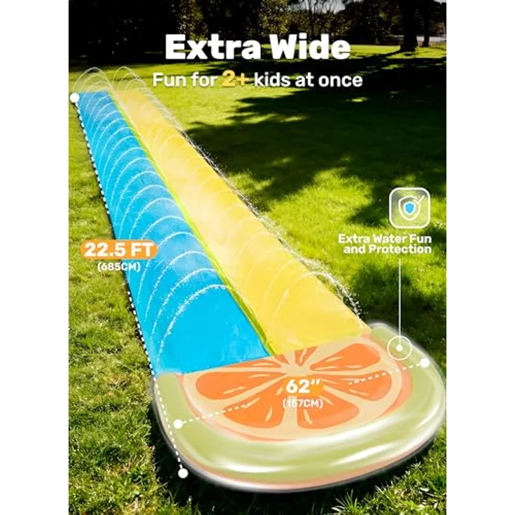 Sloosh Slip Slide 2-Personen-Wasserrutsche mit Sprinkler und 2 Boogie-Boards, 609 x 157 cm, Hai-Design – Bild 2