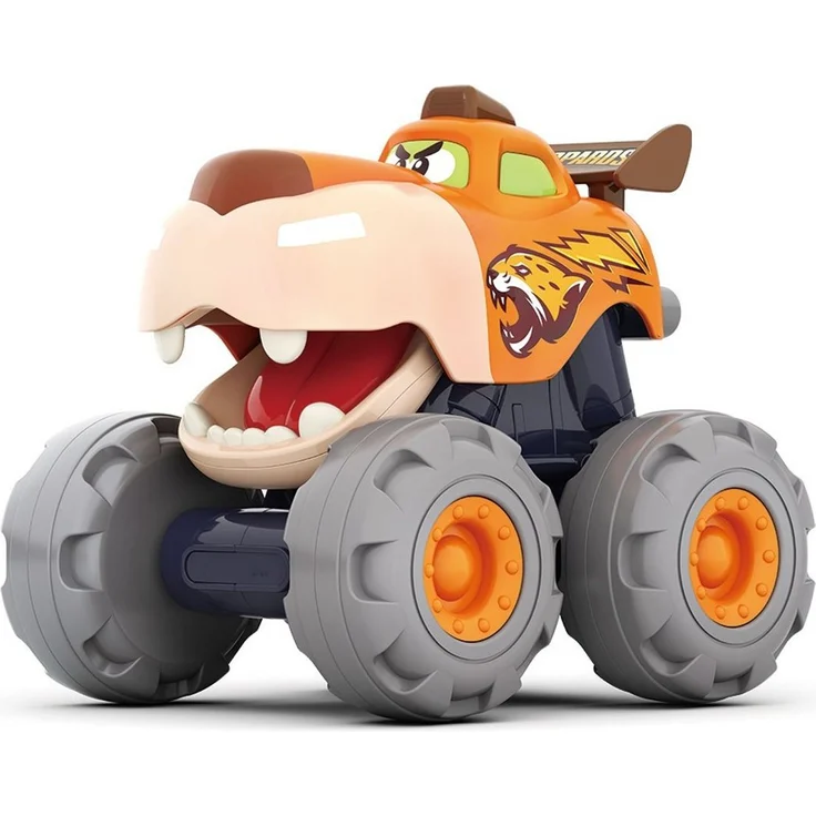 Moni Spielzeug-Auto Monstertruck 3151, farbenfrohes Monsterdesign, beweglicher Mund, 4 bewegliche Räder, für drinnen und draußen, ab 12 Monaten