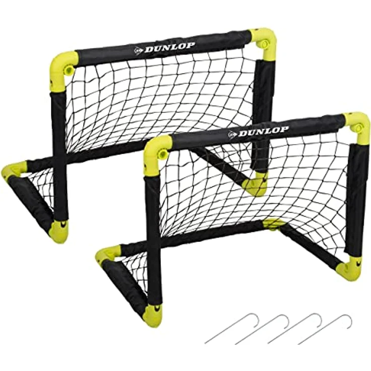 DUNLOP Fußballtor 50 x 44 x 44 cm - Set von 2 - Faltbares Fussballtor - Metall - Schwarz/Gelb – Bild 1