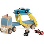 Classic World Autotransporter Holzspielzeug, LKW mit Rampe & 3 Holzautos, fördert Feinmotorik, für Kinder ab 18 Monaten