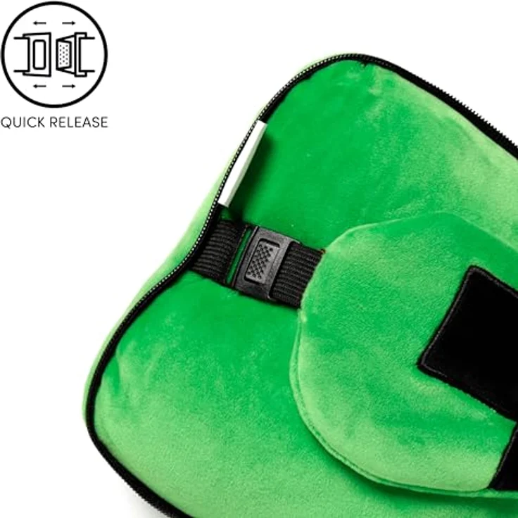 Puckator Minecraft Creeper Relaxeazzz Reisekissen, praktisches Reisekissen in Grün mit Schlafmaske und Karabiner, 16 x 16 cm – Bild 5