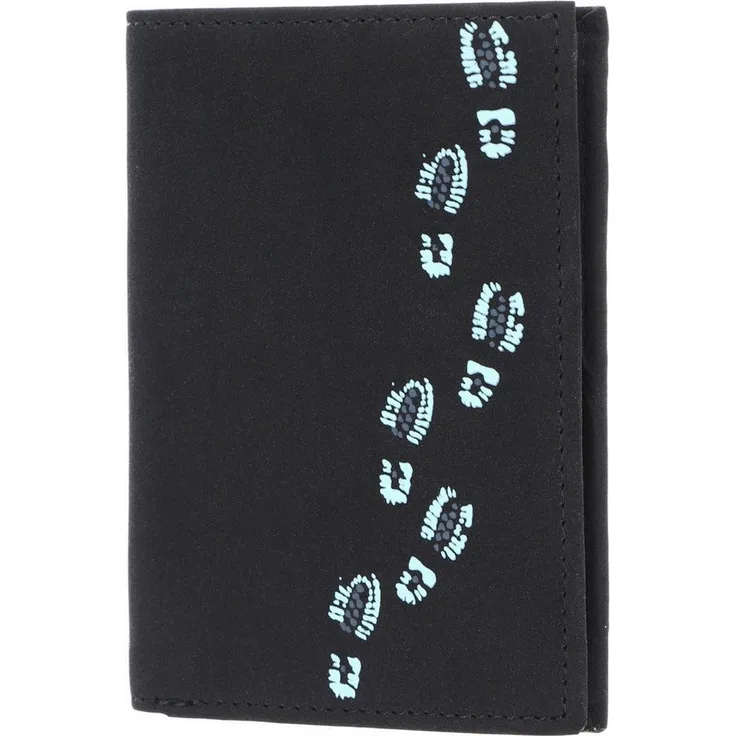 OXMOX Geldbörse New Cryptan RFID Protect, mit RFID-Blocker Schutz, Footsteps (schwarz / hellblau)