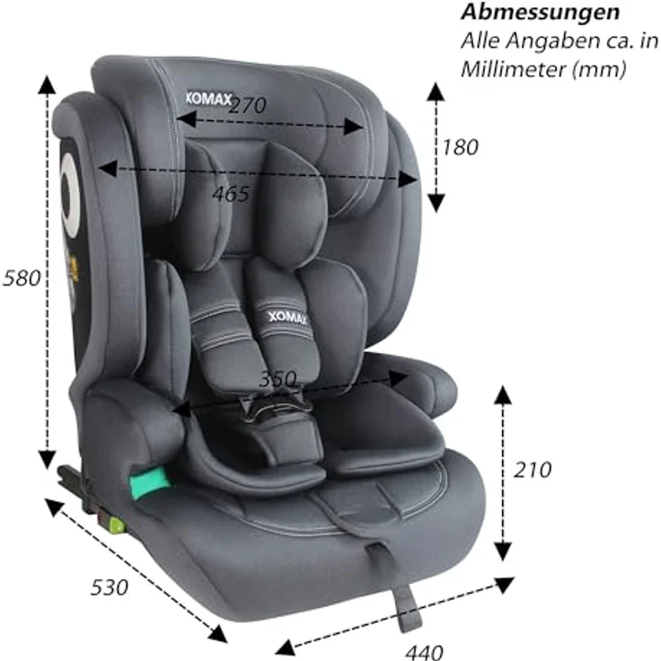 XOMAX Autokindersitz LM238 anthrazit ISOFIX, Kindersitz 9-36 kg, geeignet für Kinder von 15 Monaten bis 12 Jahren – Bild 7