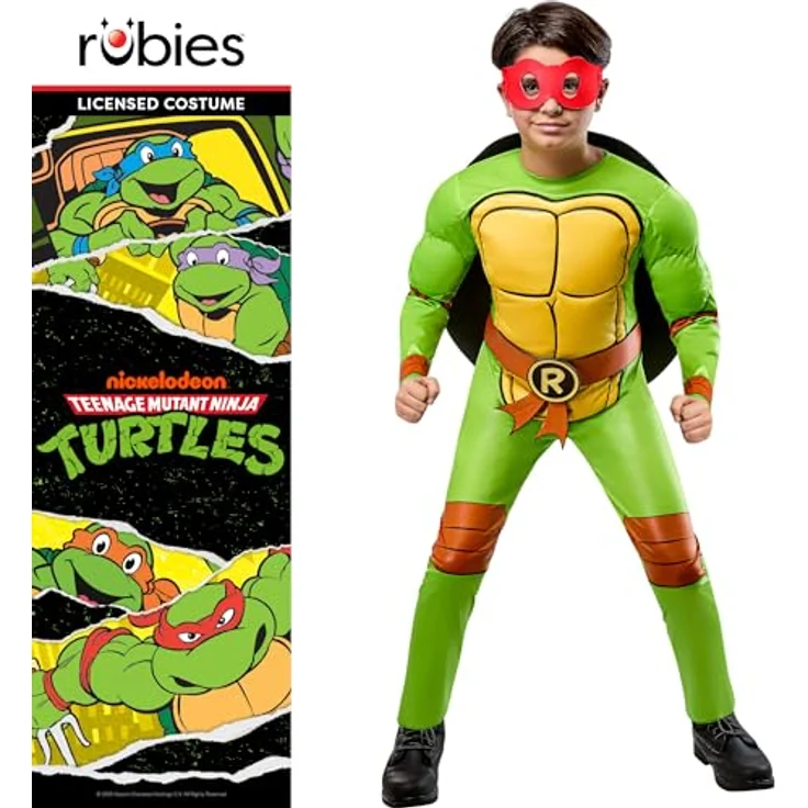 Rubies TMNT 4-in-1-Kostüm für Kinder, 134-140 cm, Leonardo/Donatello/Raphael/Michelangelo, mit farbigen Masken und Gürtel – Bild 5