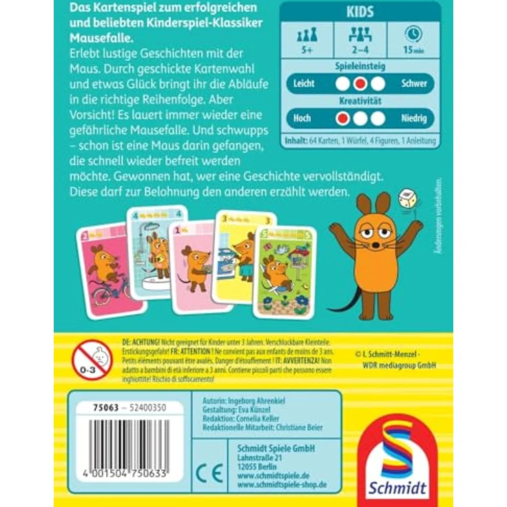 Schmidt Spiele Die Maus - Raus aus der Mausefalle, Kartenspiel für Kinder ab 3 Jahren – Bild 2
