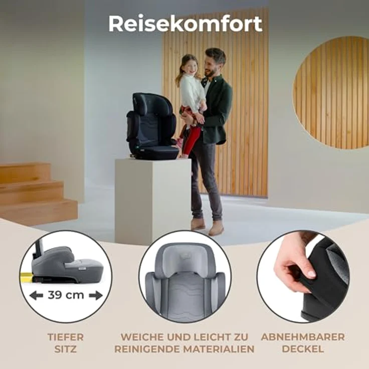 Kinderkraft XPAND 2 i-Size Kindersitz 100-150 cm, Kinderautositz, Höchste Sicherheitsstandards, Einfacher Montage mit ISOFIX, Hochwertige Materialien, Einstellung der Kopfstütze und Breite, Grau – Bild 3