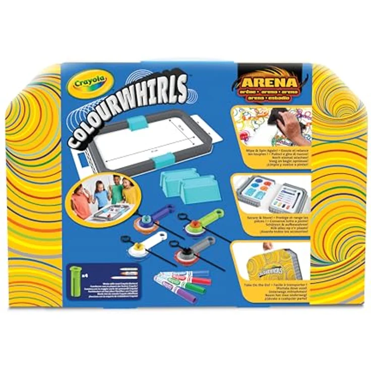 CRAYOLA ColourWhirls Challenge Arena, Kreiselspiel mit 4 bunten Kreiseln, für Familienspaß und kreative Wettbewerbe, ab 6 Jahren, 74-7697 – Bild 5