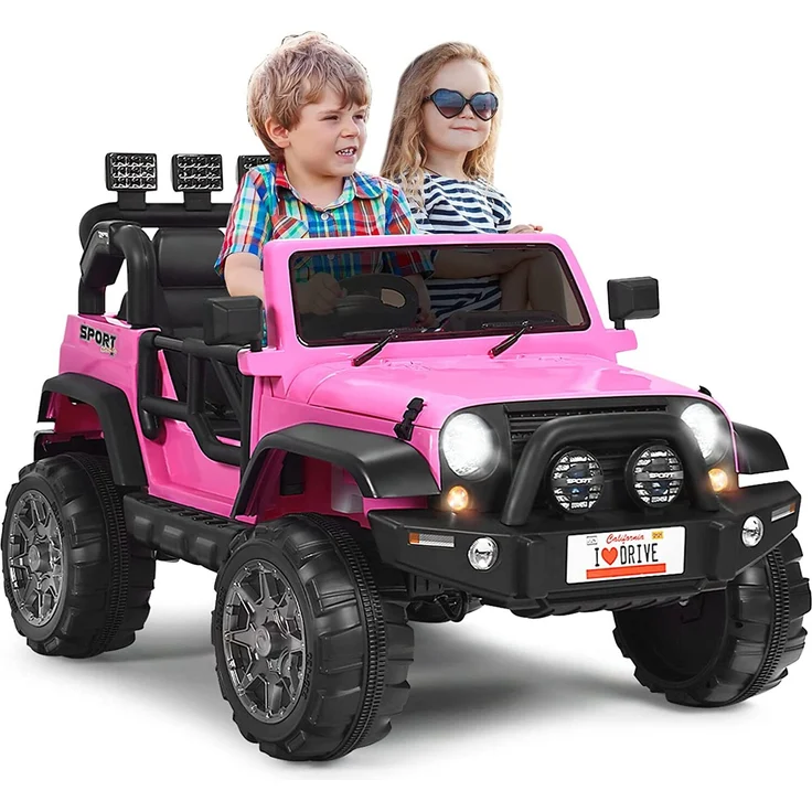GOPLUS 2-Sitz Kinder Elektroauto, Elektro-LKW mit Fernbedienung, LED-Lichte, Musik, Stoßdämpfungfederaufhängung, Geschwindigkeit Verstellbar, blau