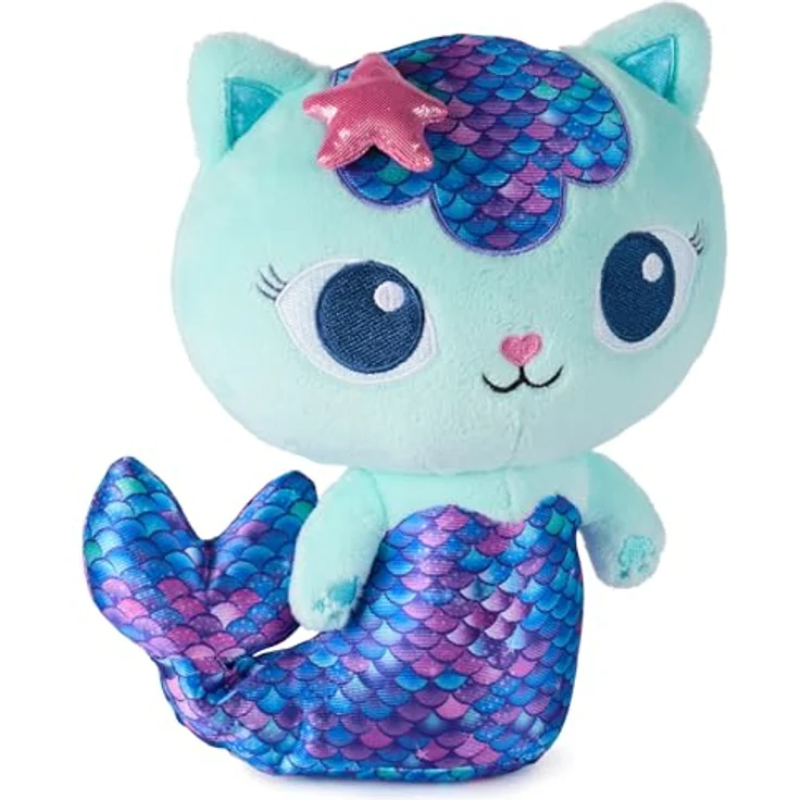 Gabby's Dollhouse Meerkätzchen MerCat, 25 cm Plüsch-Katze mit beweglicher Meerjungfrauenflosse, Premium Kuscheltier in Originalgetreuen Details, für Kinder ab 3 Jahren – Bild 1