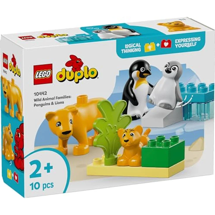 LEGO DUPLO 10442, Wildtierfamilien Pinguine und Löwen, 10-teiliges Lernspielzeug für Kleinkinder ab 2 Jahren, Maße: 22cm x 13cm x 7cm – Bild 8