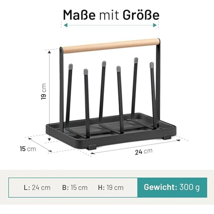 D&D Living All-in-One Flaschenhalter für SodaStream, Universal-Trockenständer aus Metall, Schwarz, für 6 Flaschen, abgerundete Kanten und Gumminoppen – Bild 5