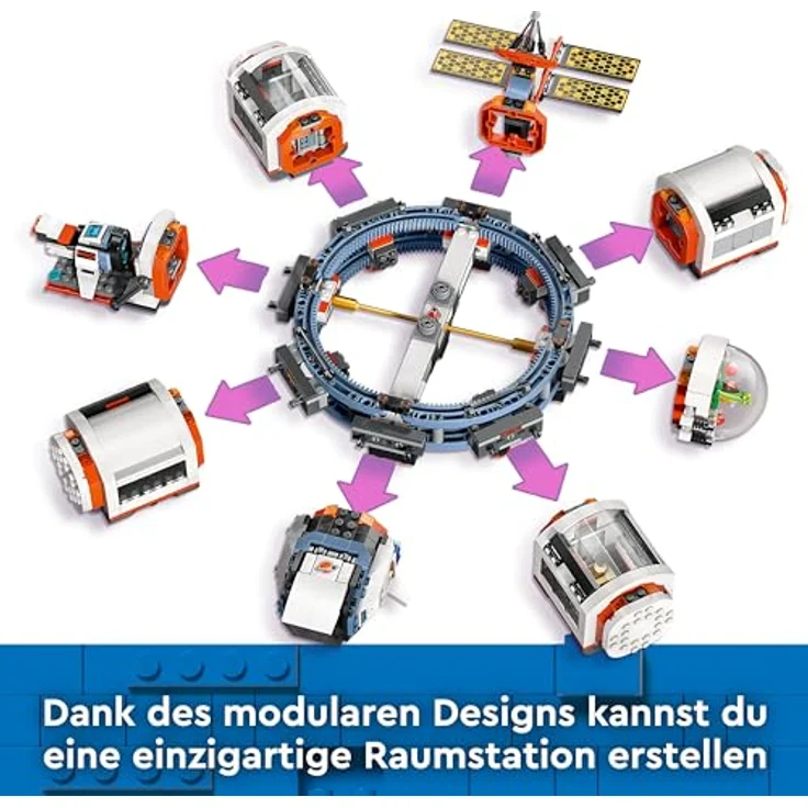 LEGO City Weltraum Modulare Raumstation, Raumschiff-Modell mit Weltraumfahrzeugen, Geschenk für Kinder, Jungen und Mädchen ab 7 Jahren, Modulare Forschungsstation mit 6 Astronaut-Figuren 60433 – Bild 3