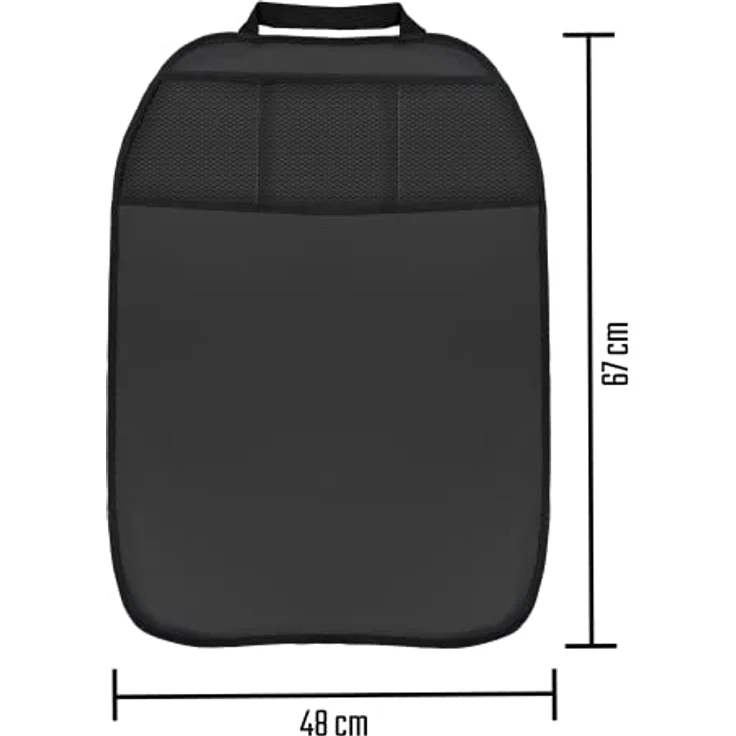 L&P A081S2 2 Stück Rückenlehnenschoner Rückenlehnenschutz Sitzschoner Rückenlehne Auto Kinder Lehnenschutz Hecksitzschoner Sitz Kunstleder Schwarz 3 Taschen Organizer Schutz für Autositz Sitzlehne – Bild 4