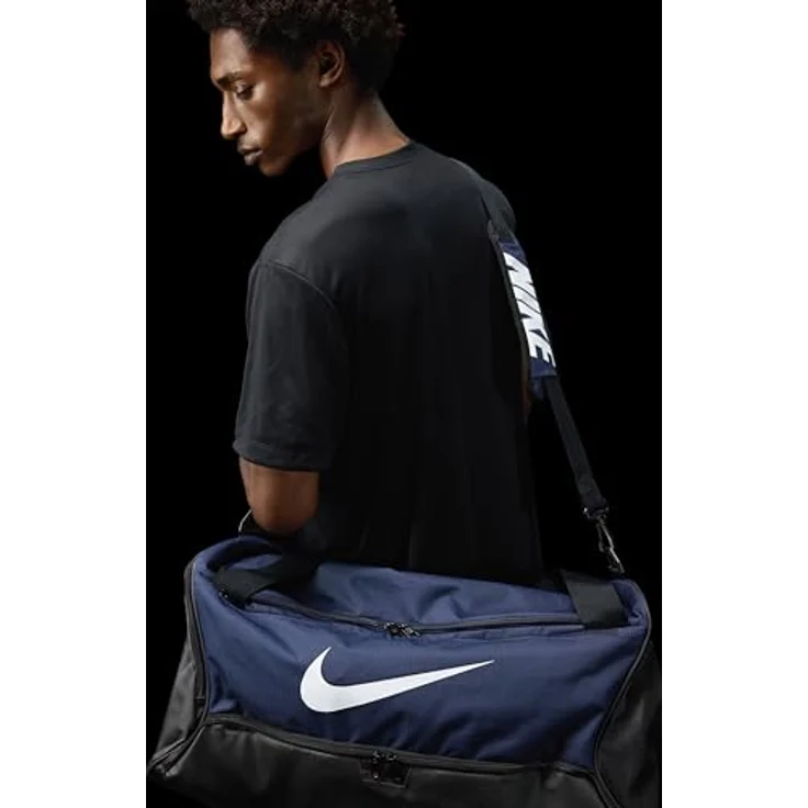 Nike Sporttasche NK BRSLA M DUFF - 9.5 (60L) MIDNIGHT NAVY/BLACK/WHITE, strapazierfähige Kindersporttasche mit separatem Schuhfach – Bild 4